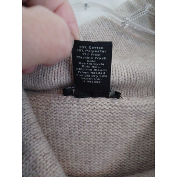 Ann Taylor oatmeal sleeveless cowlneck tunic sweater M neutral minimalist casual - Picture 3 of 9